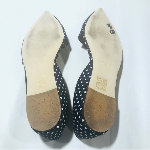 J.Crew "Sloan" D'Orsay polka dot denim flats 7 M - Picture 6 of 8